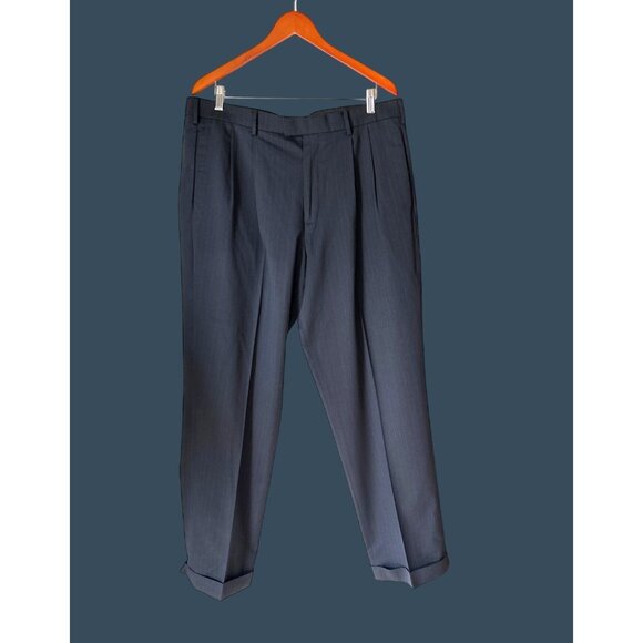 Dockers Mens Pinstriped Wool Blend Dress Pants W38 L32 Black